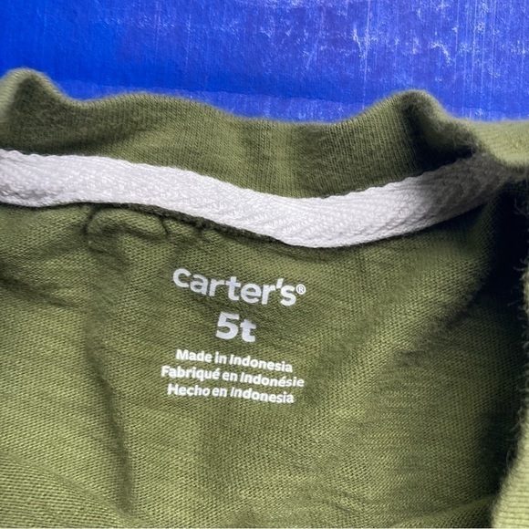 Carter’s green camping long sleeve shirt, size 5T - Picture 5 of 8